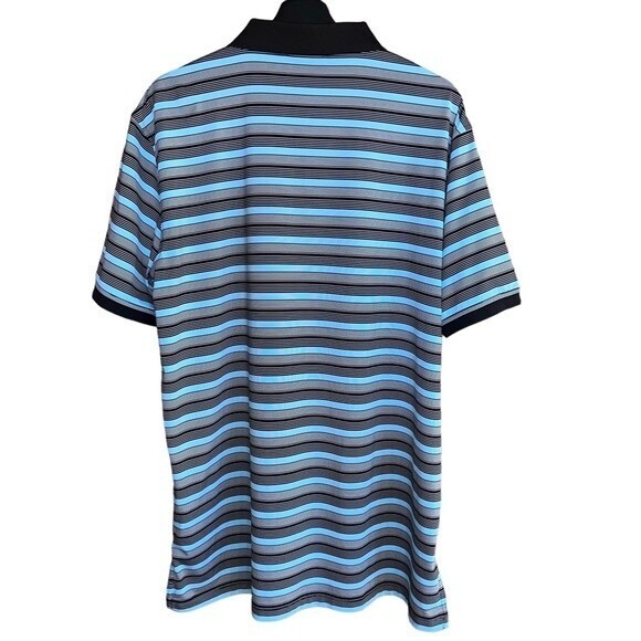 Peter Millar Summer Comfort Polo Golf Shirt Mens L Blue Brown Striped - Picture 4 of 10